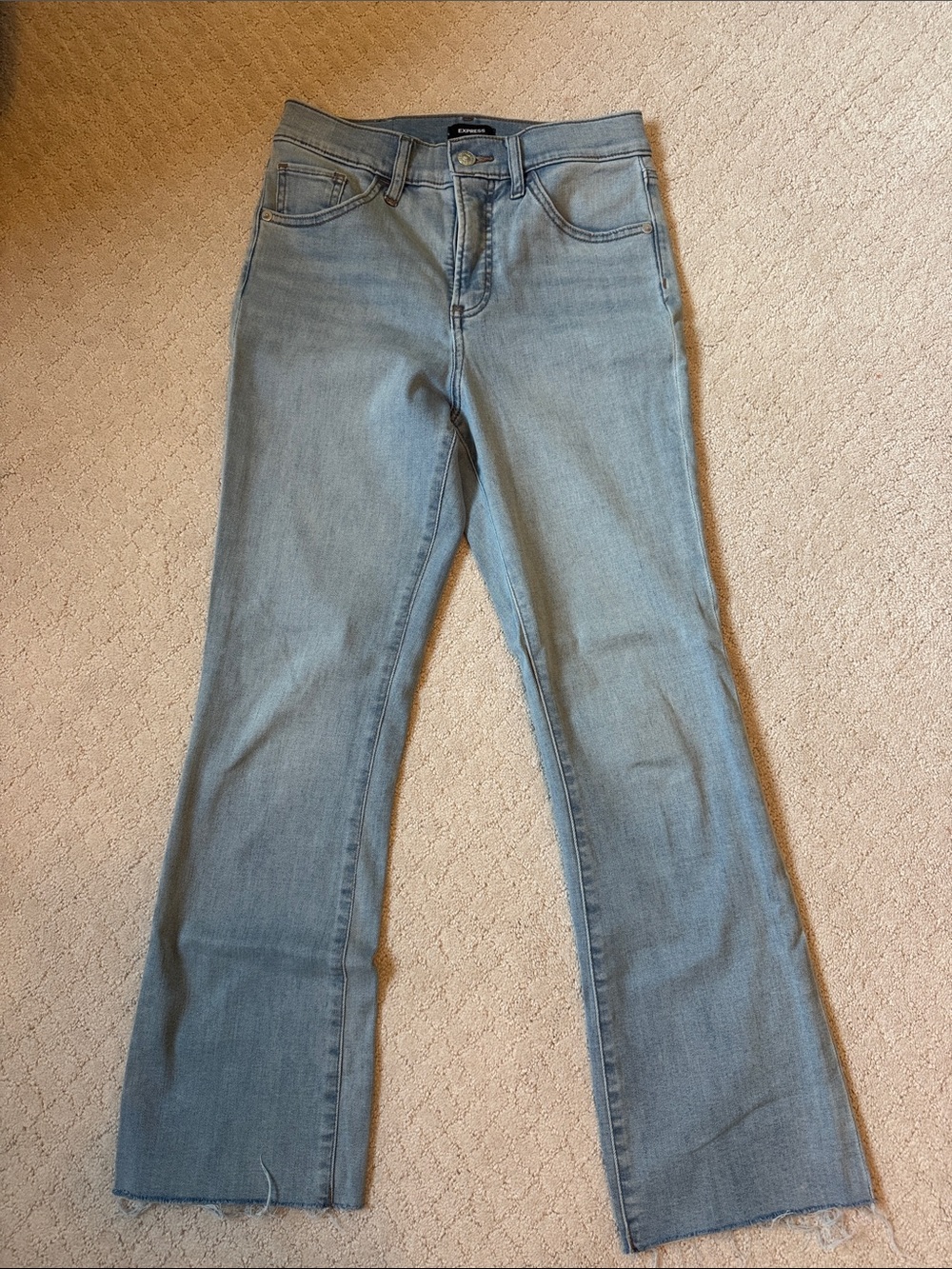 Express Light Wash Women’s Cropped Flared Jeans